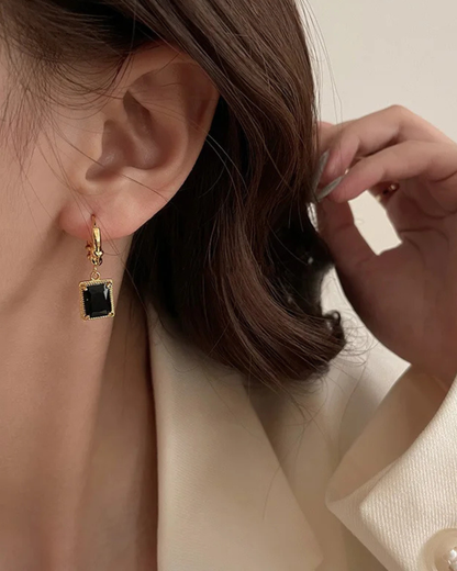 Sapphire Noir Hoops
