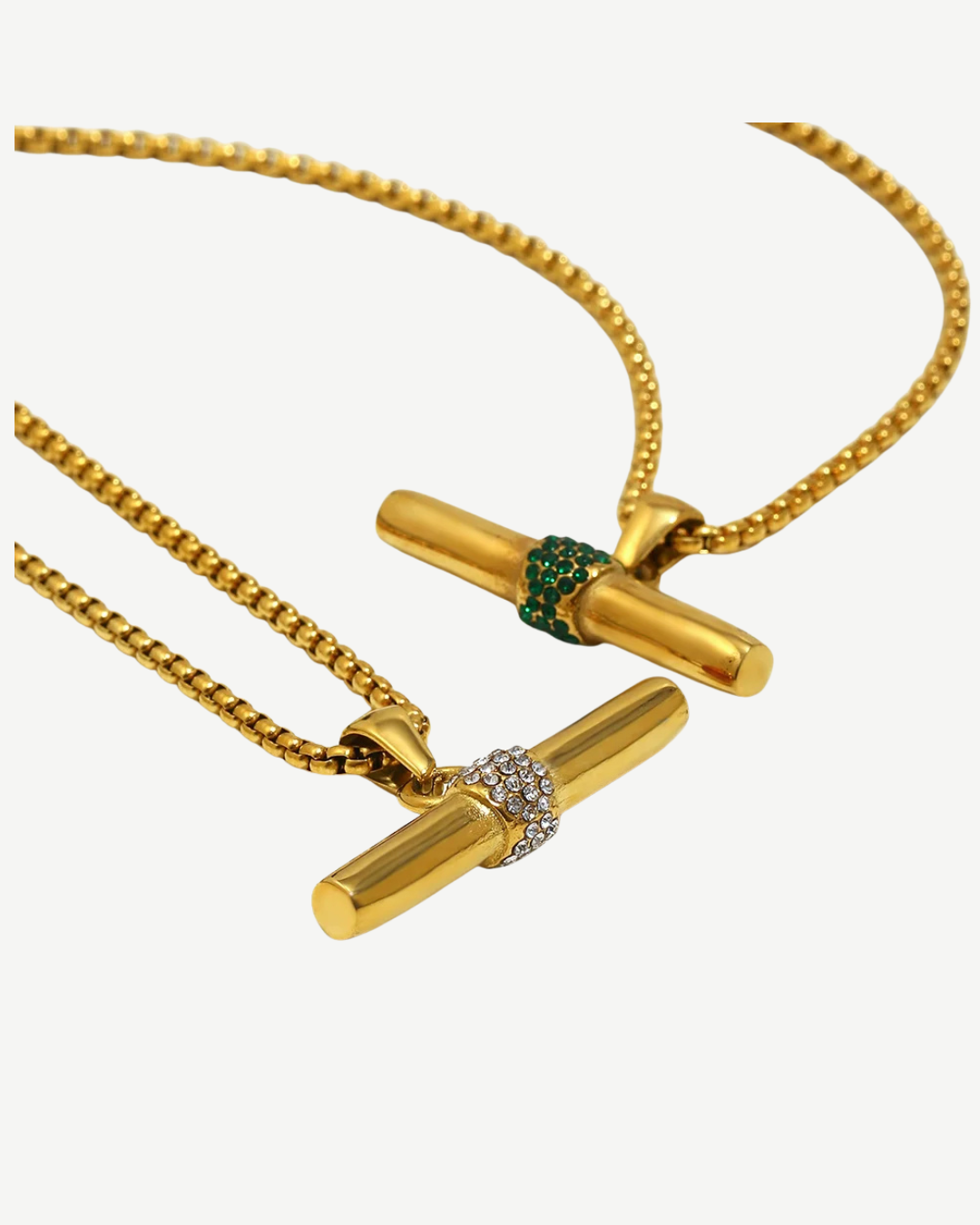 Green Crystal Color Rhinestone T Bar Pendant TROCAR NOME