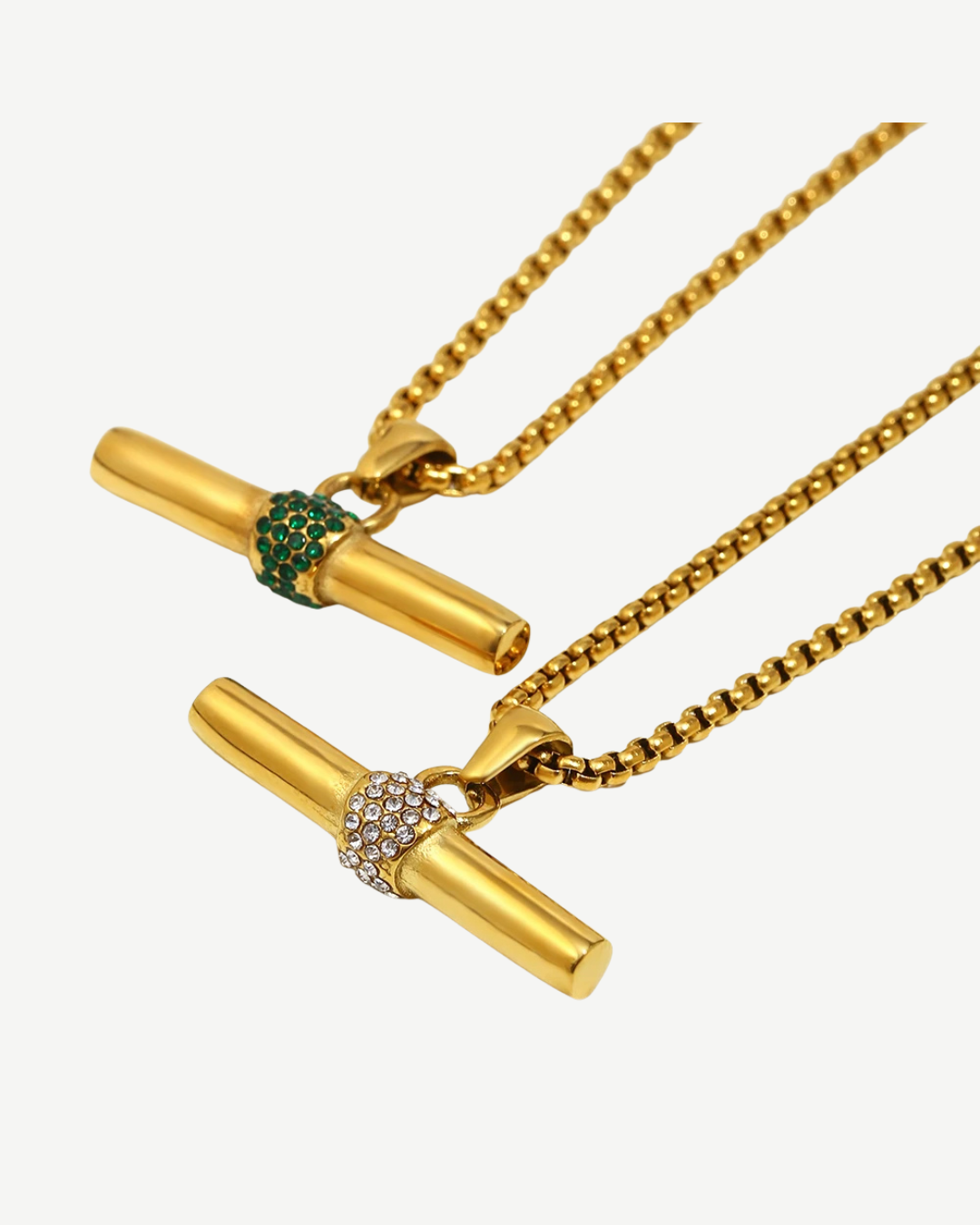 Green Crystal Color Rhinestone T Bar Pendant TROCAR NOME