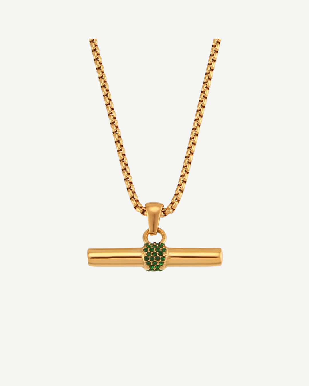 Green Crystal Color Rhinestone T Bar Pendant TROCAR NOME