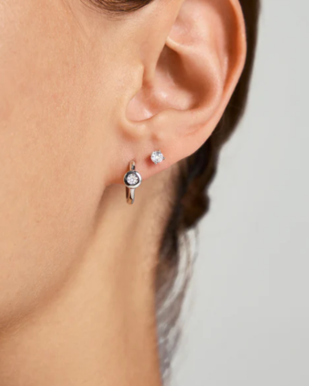 Round Moissanite Huggies