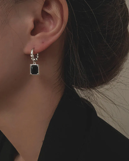 Sapphire Noir Hoops