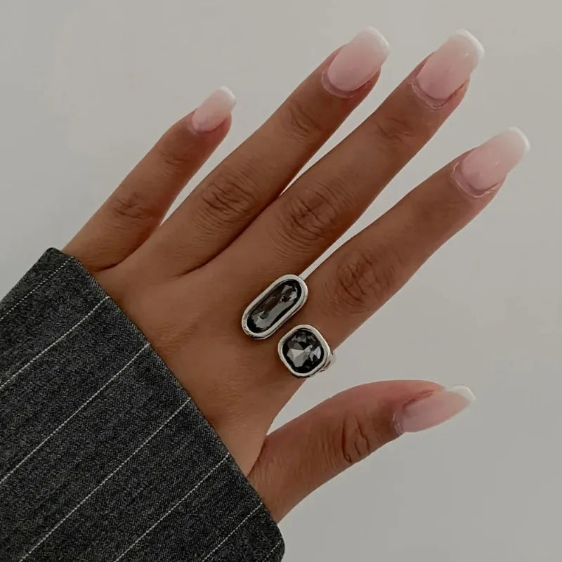 Minimalist Acrylic Rhinestone Open Ring