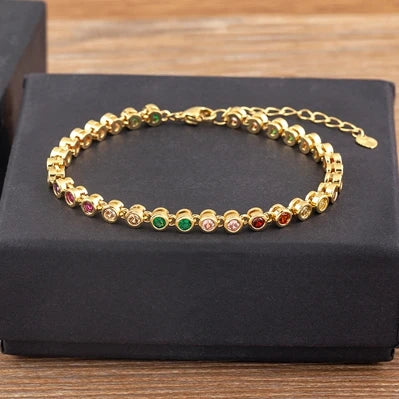 Nidin 6 Colors Shiny Crystal Bracelet For Women Rhinestone