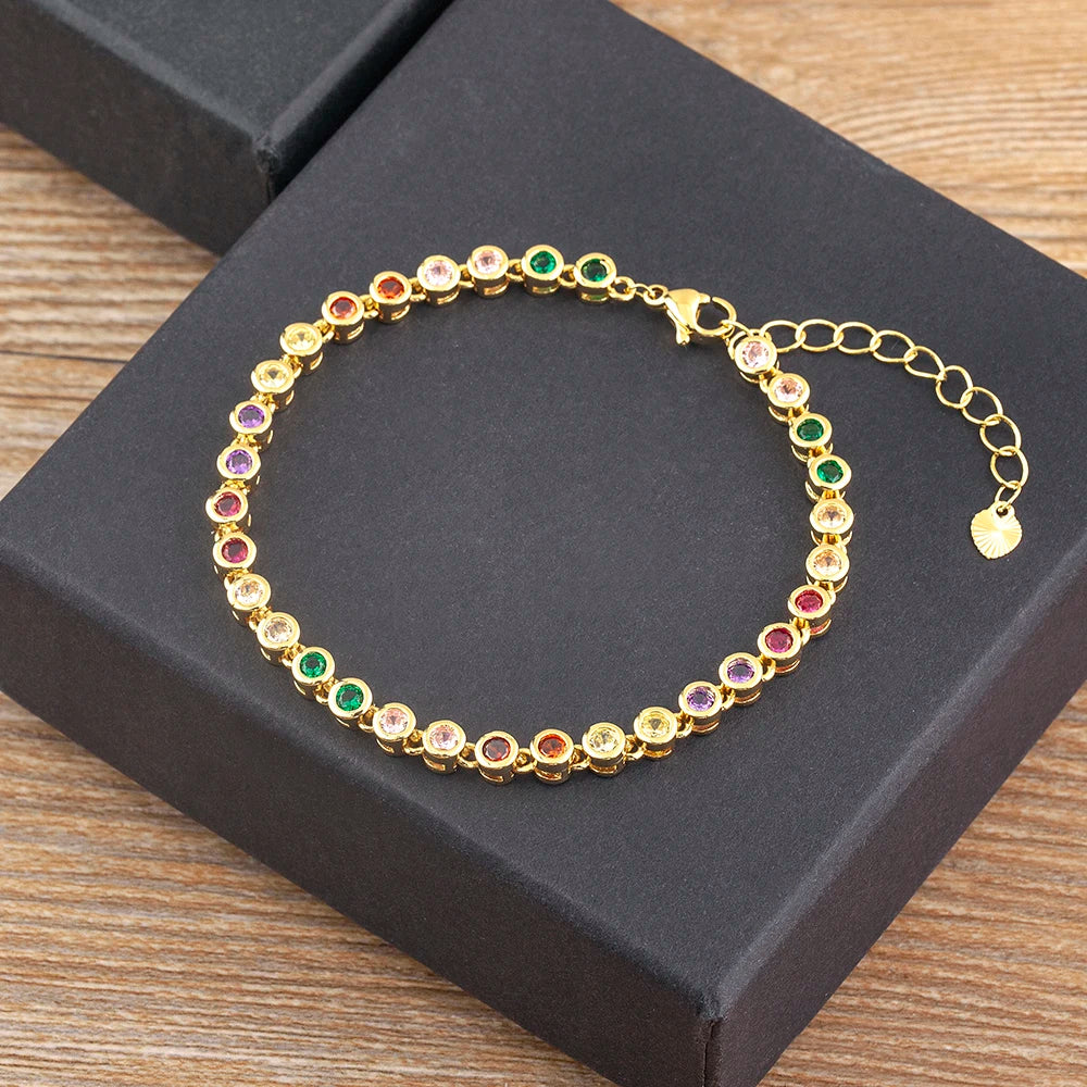 Nidin 6 Colors Shiny Crystal Bracelet For Women Rhinestone